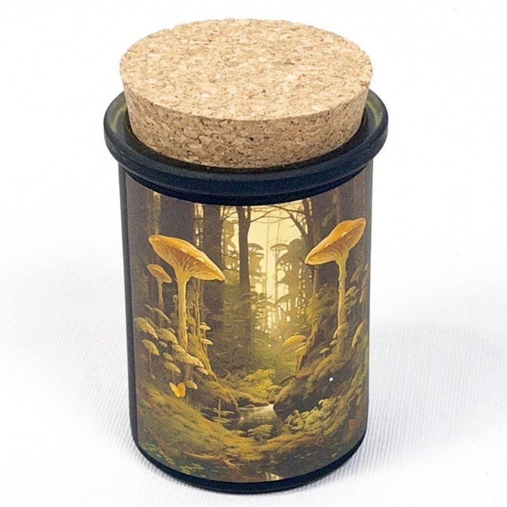 Montana Farmacy Co Amuseum Series Green Glass Wood Wick Candle – Mushroom Art